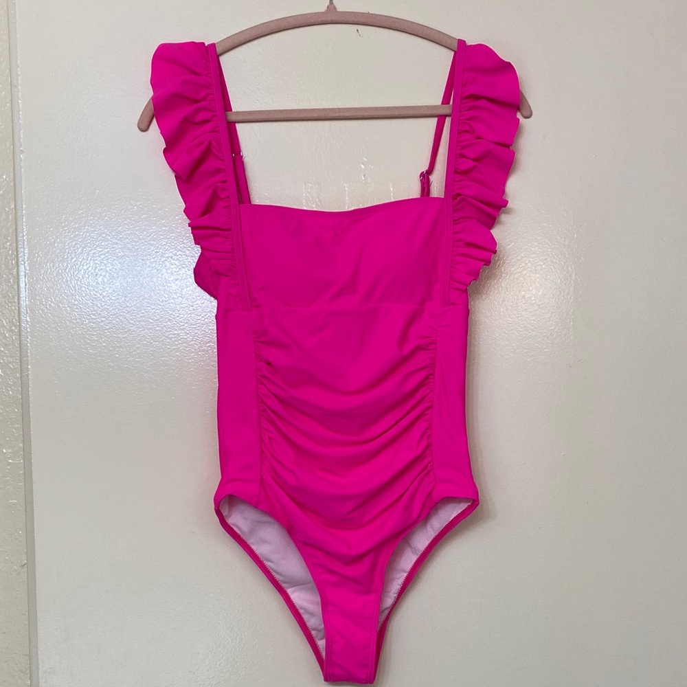 Pink Ruffled One-Piece Swimsuit - Picture 3 of 6
